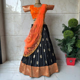 Black Kanjivaram Silk Lehenga