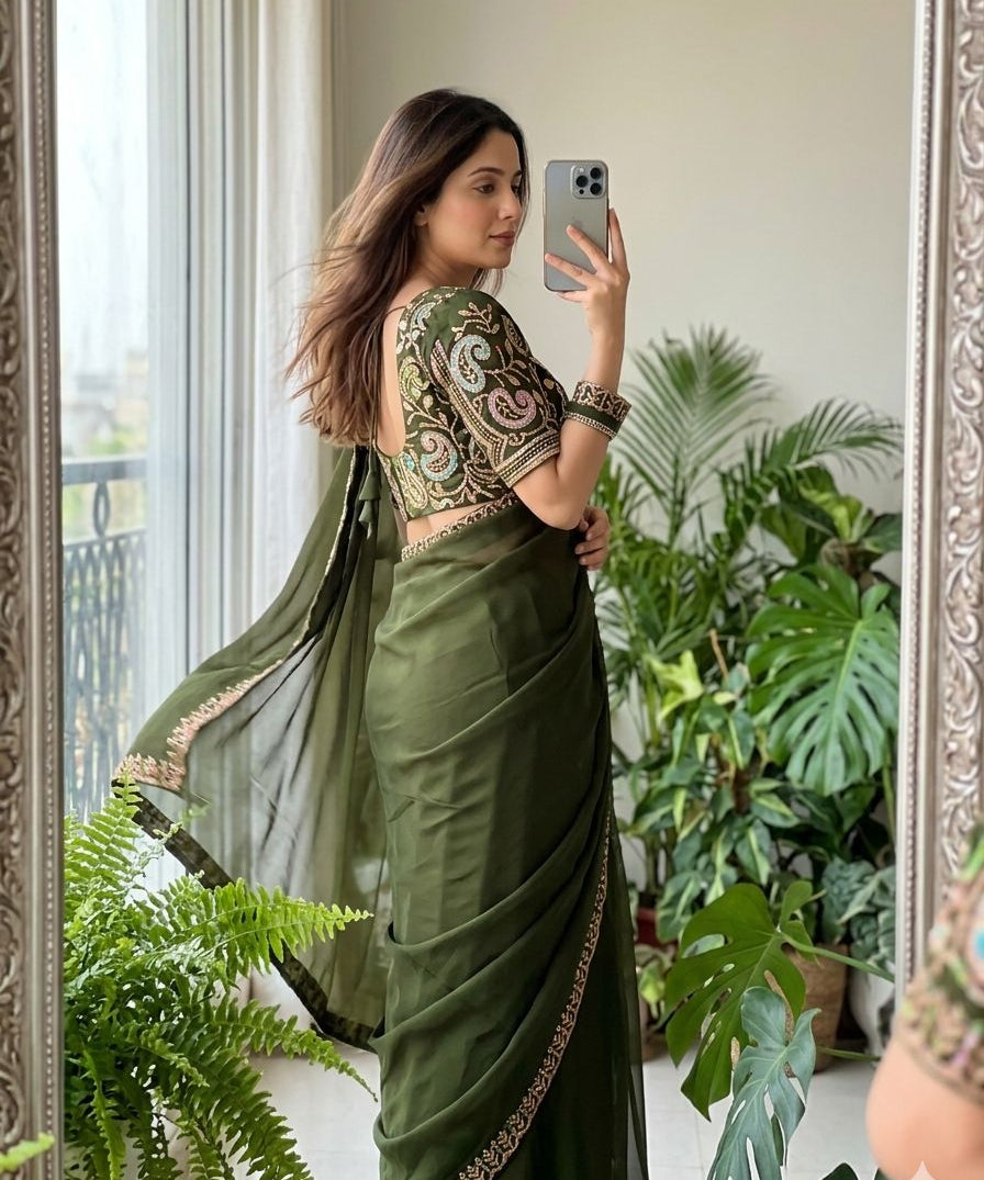 Rangoli Sequence Embroidered Saree