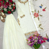 Trending White Embroidered Georgette Suit