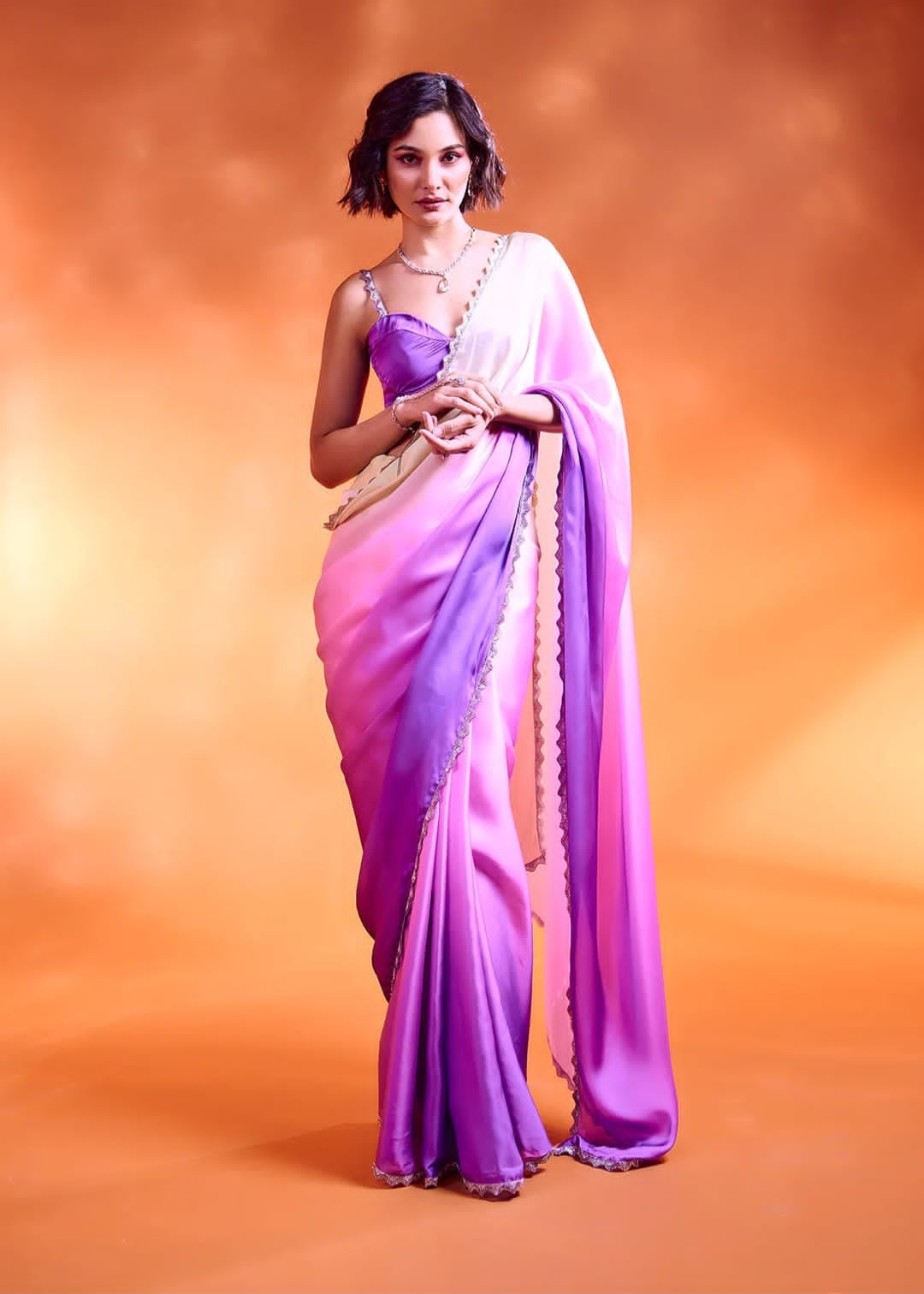 Digital Printed Satin Saree