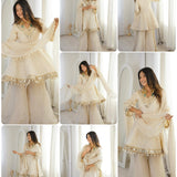 Pretty Mirror Work Organza Silk Suit