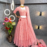 Gajri Pink  Party Wear Georgette Lehenga choli