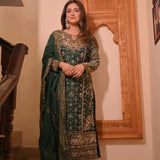 Designer Green Partylook Top Plazzo