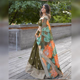 Mehendi Green  Party Wear Silk Lehenga choli