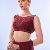 Maroon Ethnic Organza Saree Collection