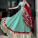 Festive Sea Green Rayon Lehenga