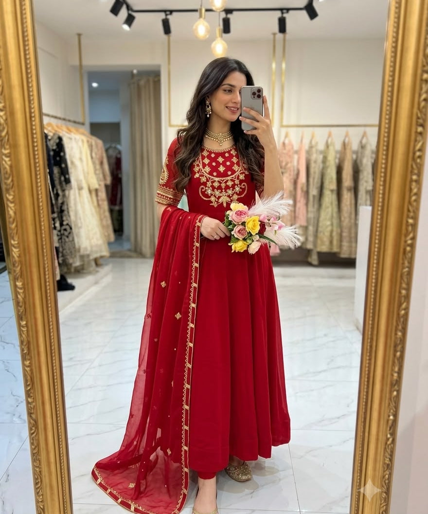 Classic Pink Georgette Gown