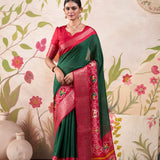 Rajvansh Tusser Checks Silk Saree