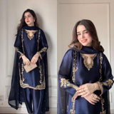 Dark Blue Pakistani Straight Suit