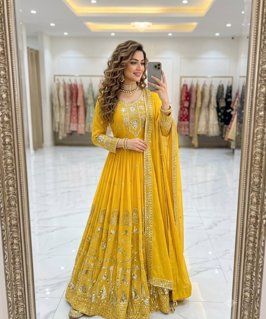 Stunning Embroidered Georgette Gown