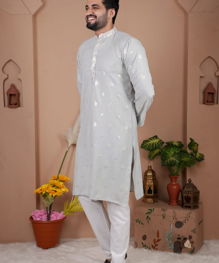 Festive Men's Embroidered Kurta