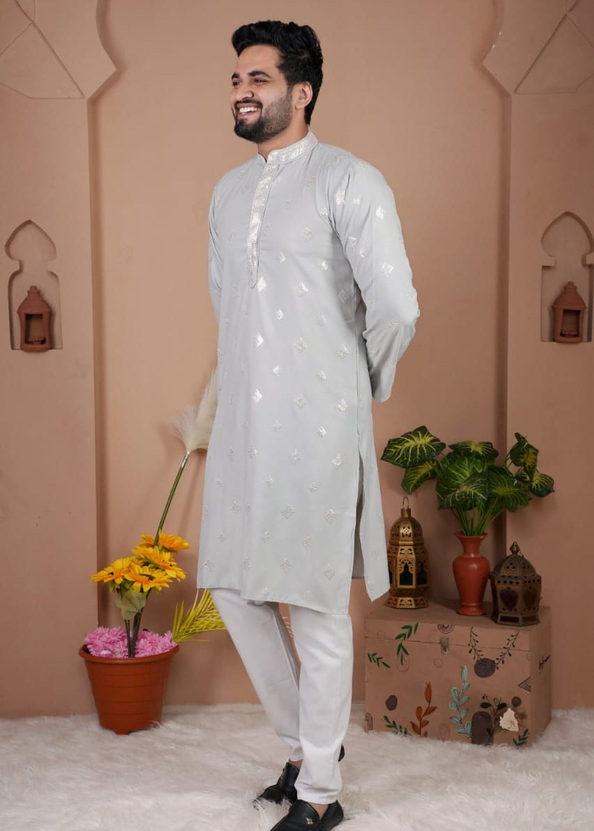 Festive Men's Embroidered Kurta
