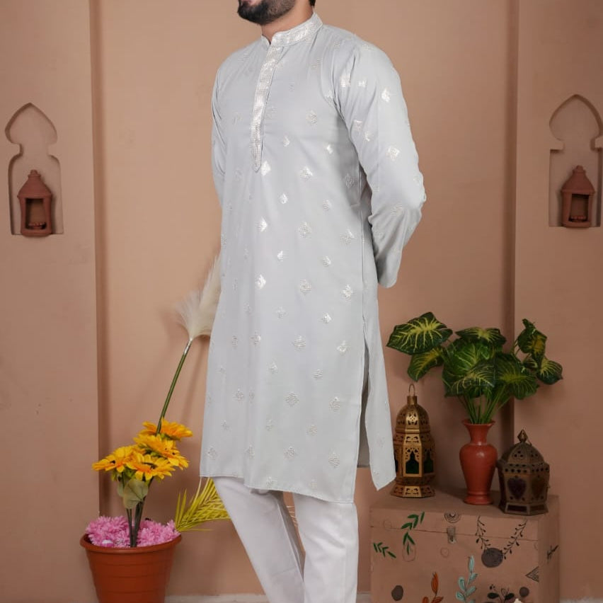 Festive Men's Embroidered Kurta