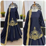 Dark Blue Natural Crep Suit