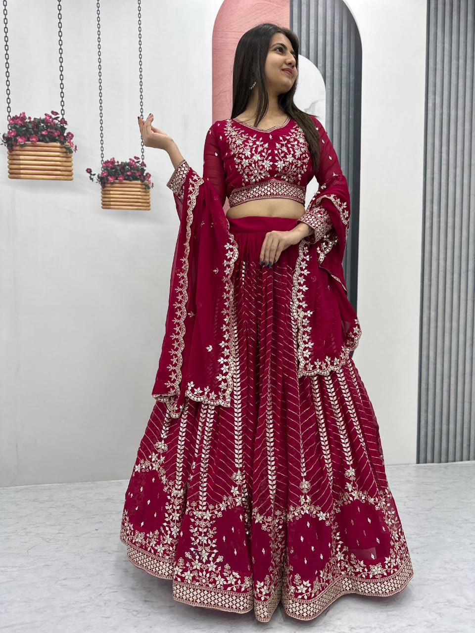 Red Heavy Embroidered Lehenga Choli