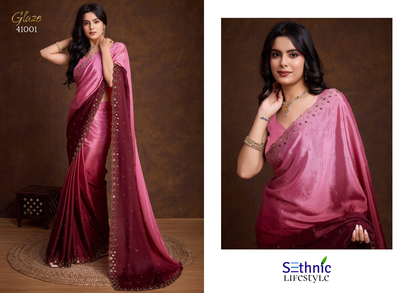 Trendy Swarovski Partywear Saree Collection