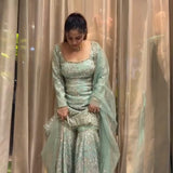 Exclusive Aqua Green Top Sharara