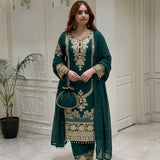 Dark Green Pakistani Embroidered Suit