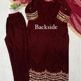 Exclusive Maroon Velvet Suit