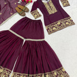 Designer Wine Fandy Silk Suit