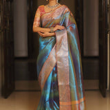 Beautiful soft Jacquard Border Tissue Silk Saree