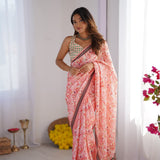 Designer Satin Gold Saree