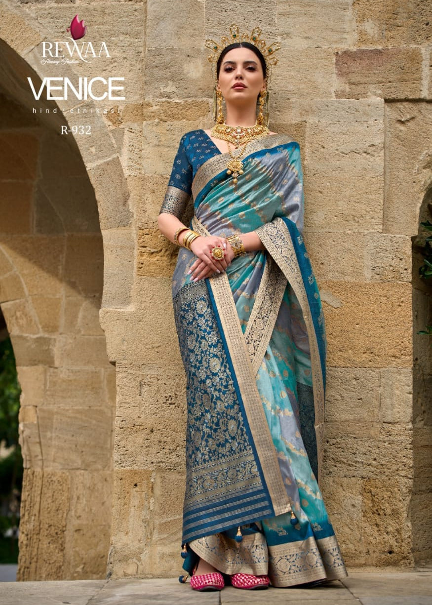 Premium Aqua Finish Silk Saree