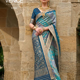 Premium Aqua Finish Silk Saree