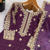 Designer Natural Crep Embroidered Suit