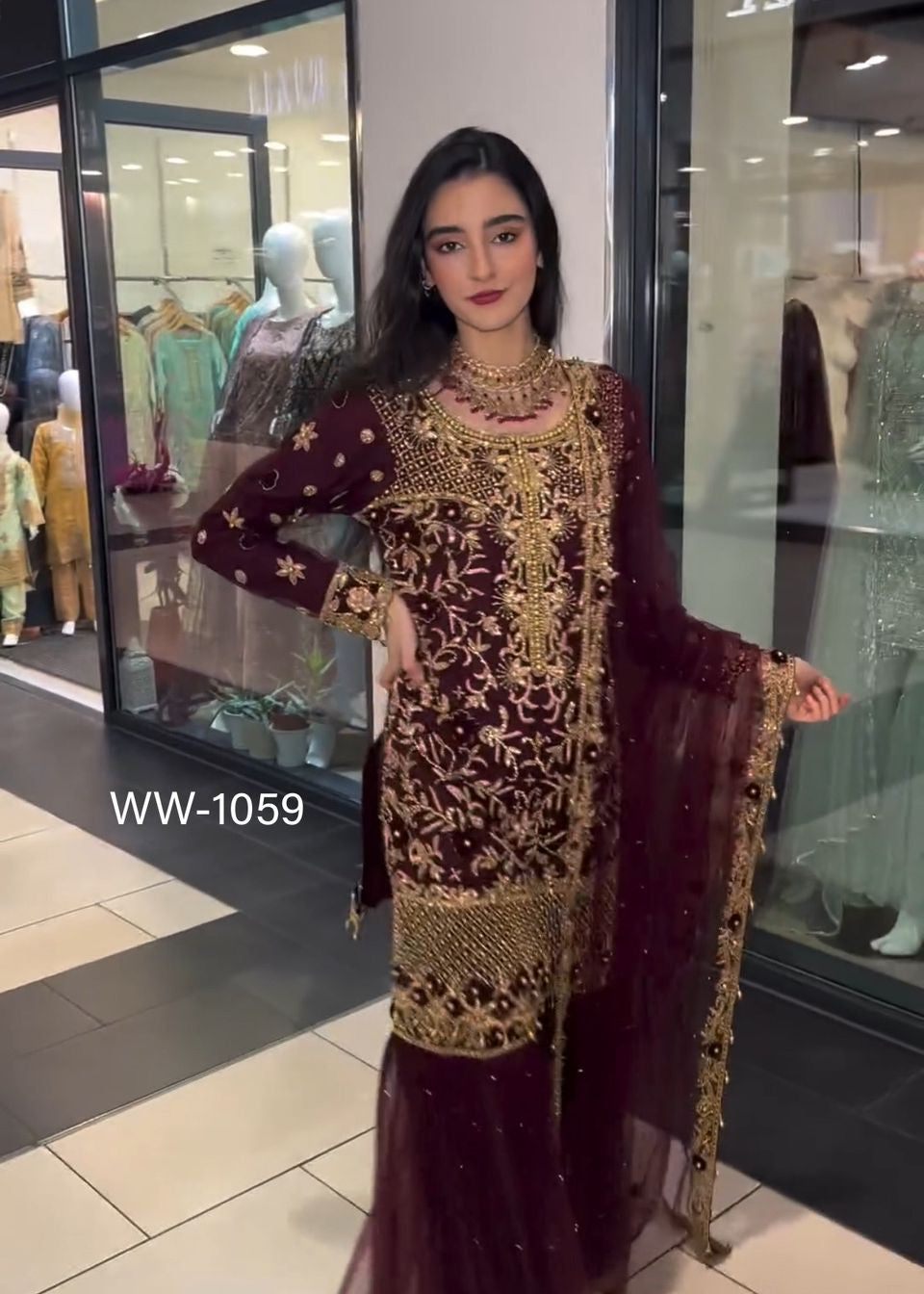 Beautifull Maroon Top Sharara Collection