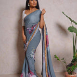 Flower Print Georgette Saree