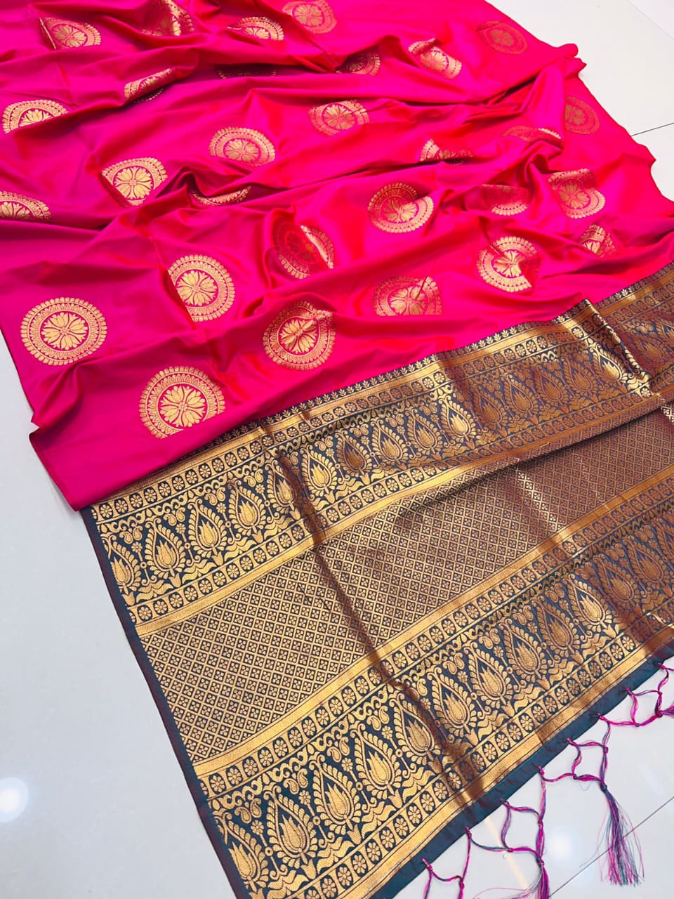 Beautiful Soft Chakrani Silk sareeGolden