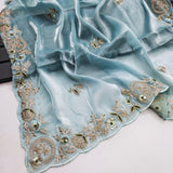 Premium Sky Jimmy Choo Saree