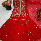 Pink Stylish Embroidered Top Plazzo