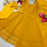 Mustard Yellow Emroidered Gown