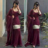 Crafted Wine Georgette Top Sharara