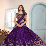 Luxury Violet Embroidered Lehenga