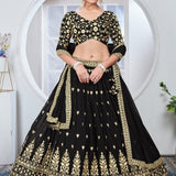 Black Heavy Georgette Lehenga Choli