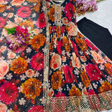 Charming Flower Printed Anarkali Gown