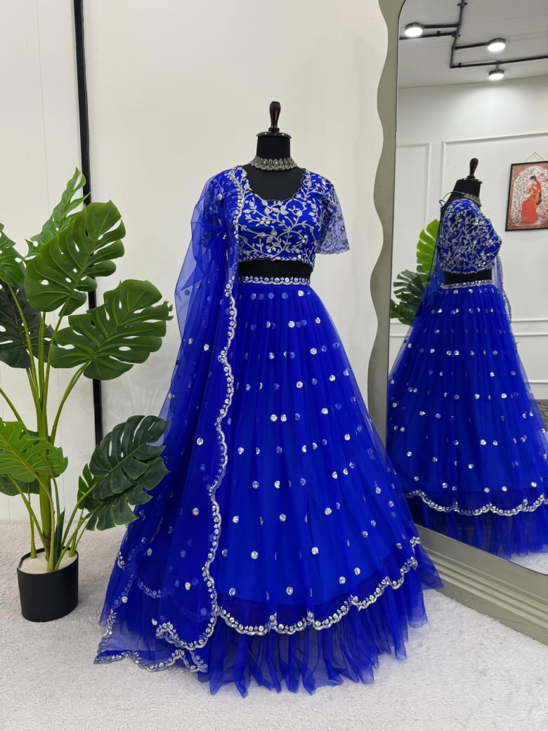 Royal Blue Faux Georgette Lehenga Choli