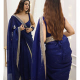 Dark Blue Organza Silk Saree