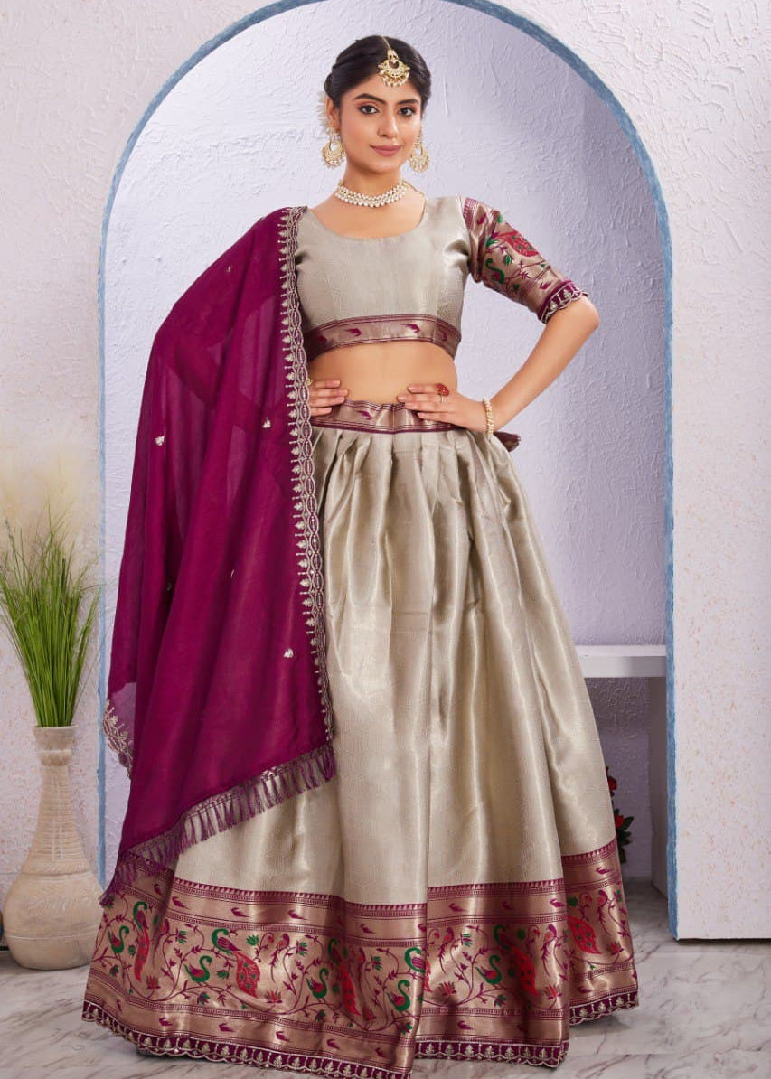 Traditional Chinon Jacquard Silk Lehenga