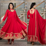 Reddish Rangoli Silk Anarkali Suit