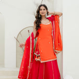 Orange Designer Top Lehenga