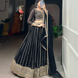 Intricate Black Embroidered  Lehenga Choli