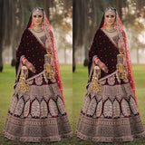 Wedding Bridal maroon lahenga choli