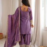Purple Fresh Look Straight Suit