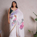 Flower Print Georgette Saree