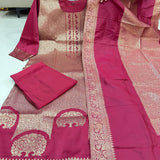 Maroon Jacquard Silk Suit Set