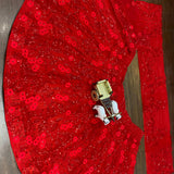 Reddish Net Embroidered Lehenga Choli